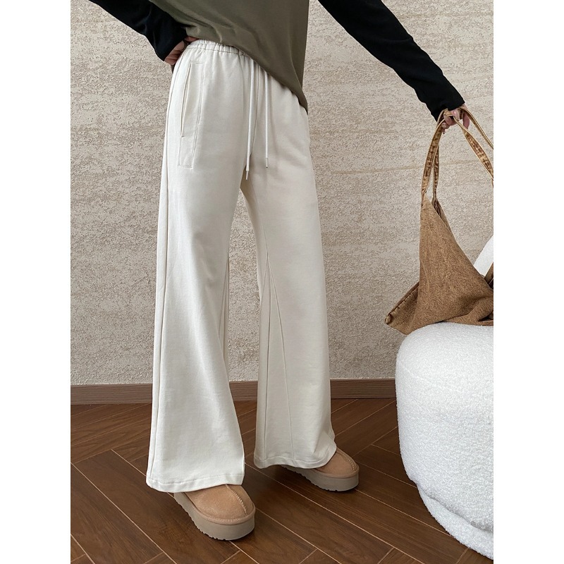司南 松弛随性感 美式抽绳松紧高腰休闲宽松微喇显瘦卫裤