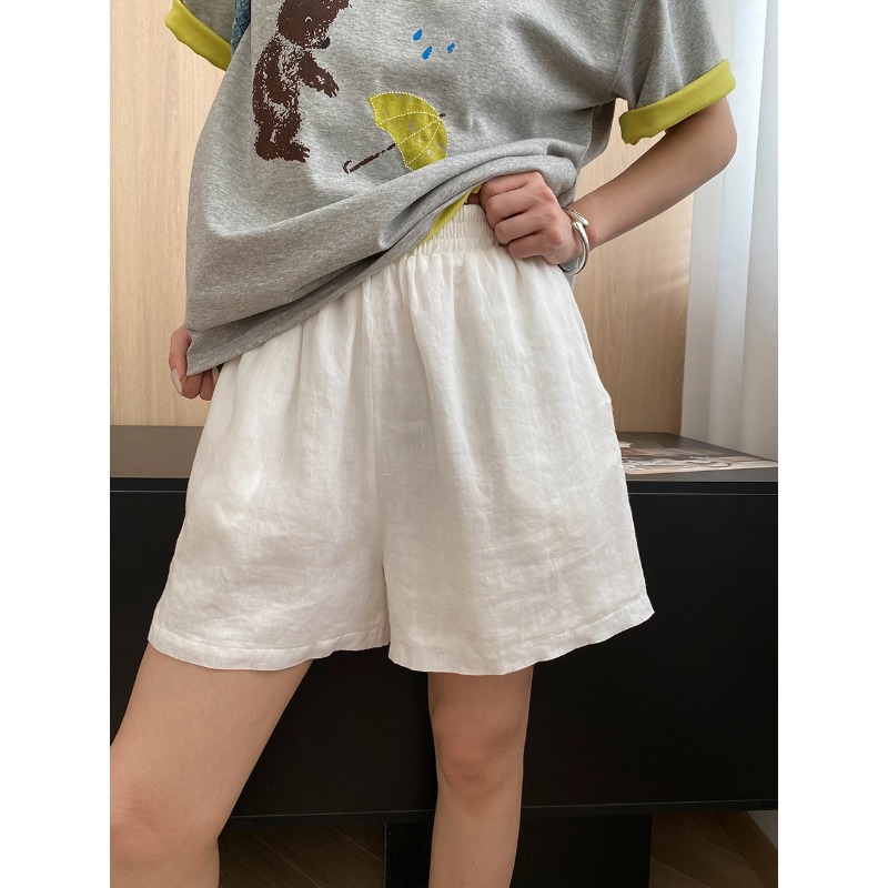 司南 夏日好搭档 100苎麻慵懒舒适透气休闲宽松阔腿短裤
