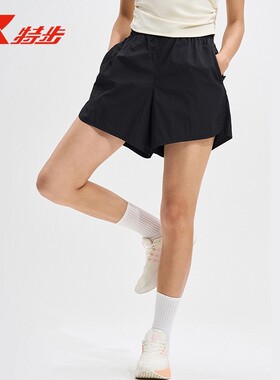 特步女梭织短裤2025年新款梭织短裤透气速干训练裤女975228240592