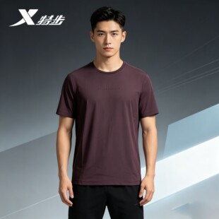特步CHINA男子短袖针织衫2026秋季新休闲舒适圆领短T974329010136