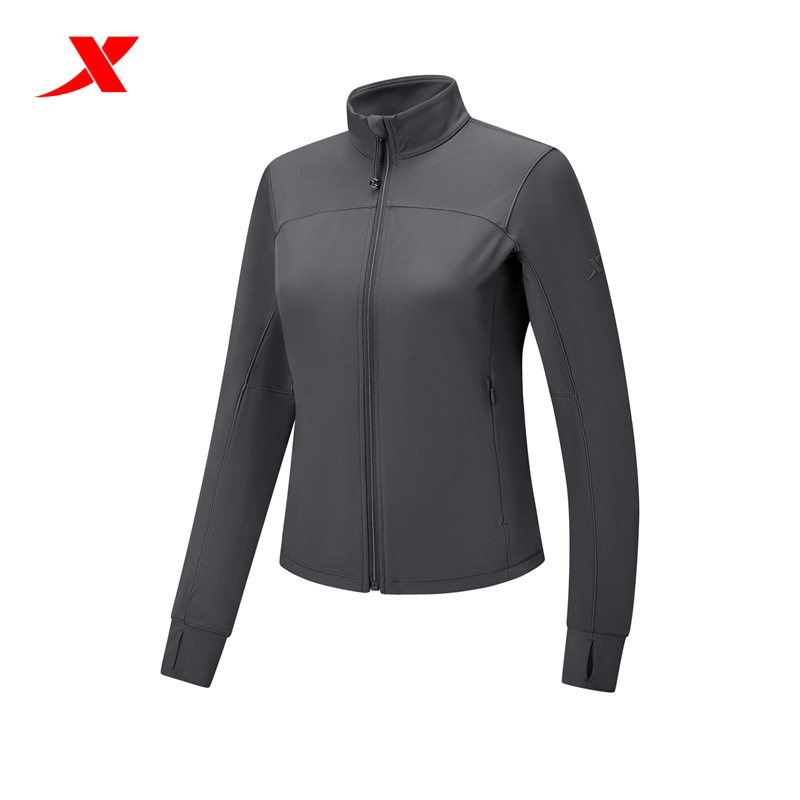 特步运动修身立领外套运动休闲