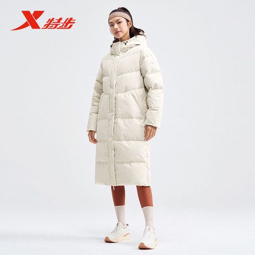 特步中长羽绒服女冬季新款
