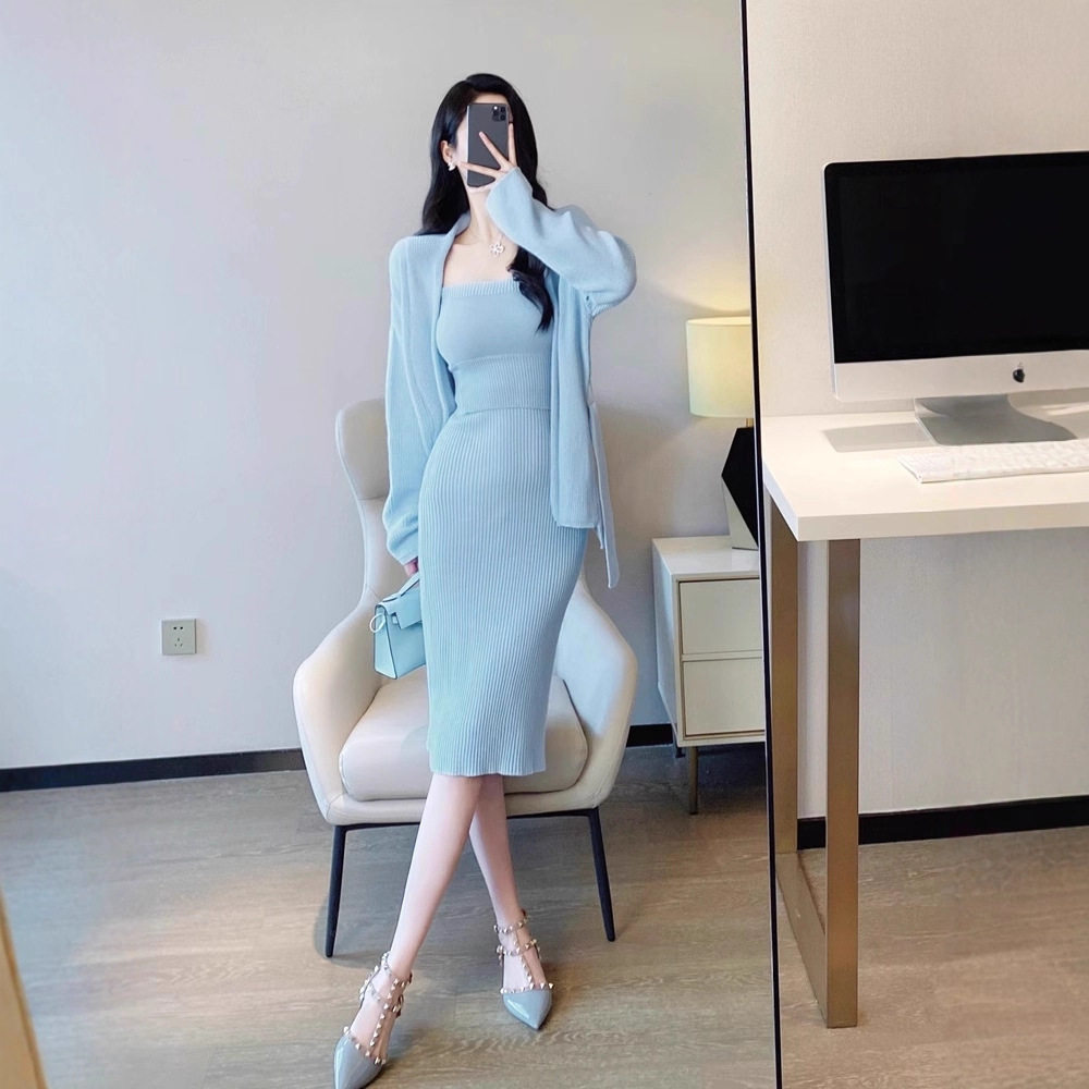 韩剧穿搭三件套冬2025新款女神范气质名媛法式温柔针织毛衣套装裙