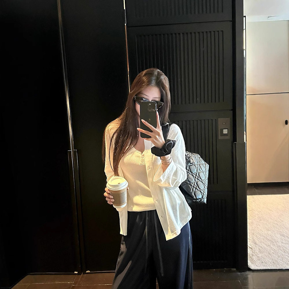 EKOOL 休闲百搭基础针织开衫上衣女夏季松弛感薄款长袖防晒外套