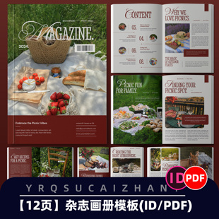 N233时尚野餐游玩杂志模板图文排版通用画册宣传册模板ID PDF格式