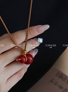 原创新中式滴油葫芦毛衣链女高级感长款轻奢小众时尚气质百搭项链