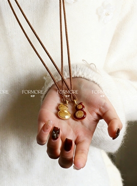 新中式葫芦福禄项链编绳碎冰冰毛衣链双面可戴滴油高级感轻奢国风