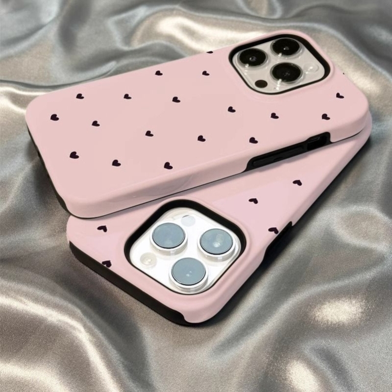 c趣壳爱心波点苹果15手机壳14Plus简约iPhone13promax二合一12/11全包xiPhone16/15荣耀vivo红米oppo防摔保