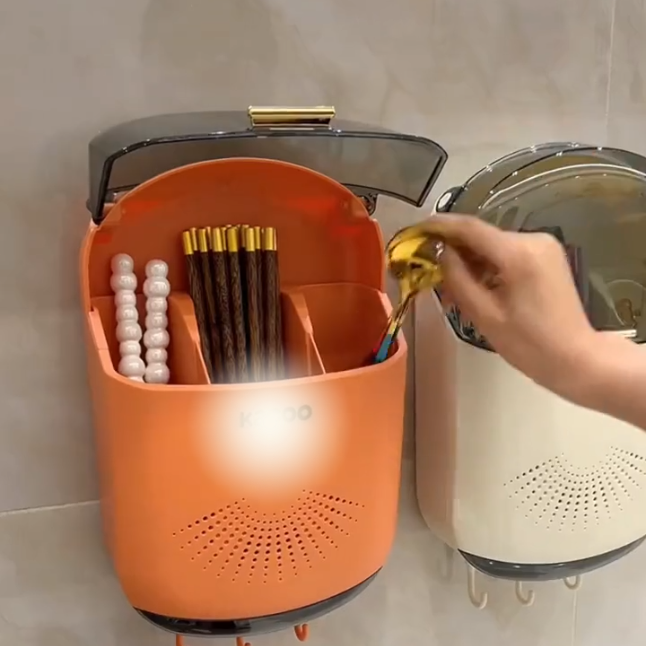 筷子筒收纳神器免打孔厨房置物架勺子塑料挂墙式沥水餐具收纳盒,厨房/烹饪用具,碗架,淘宝优惠券,粉丝福利购,淘宝优惠卷