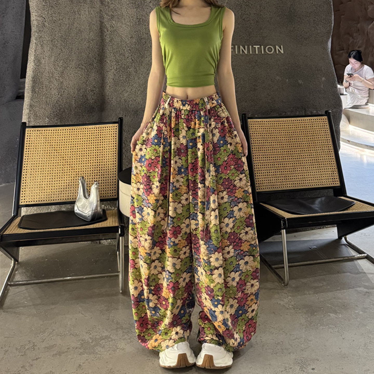 度假风碎花棉绸裤女夏薄款