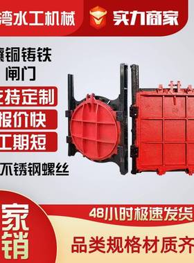 方圆形镶铜铸铁闸门手动电动机闸一体式闸阀水渠闸门水闸门启闭机