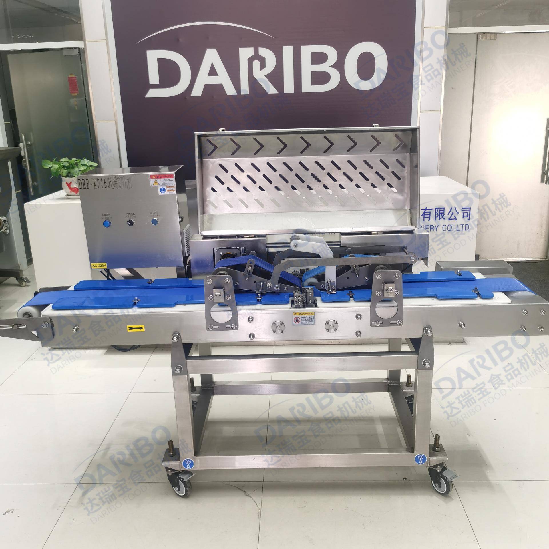 Q平行输送带式鲜肉开片机 商用猪肉切割开片设备学校食堂猪肉加工