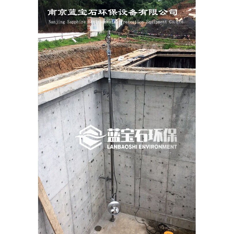 佛山市南海区污水厂潜水搅拌器安装现场图片 水平调节方向推流器