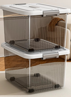 手提透明收纳箱衣服玩具储物箱家用书本工具杂物塑料桌面整理箱子