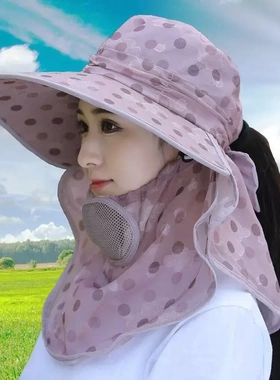 时尚百搭防晒遮阳帽遮脸护颈防紫外线太阳帽夏天遮全脸采茶帽新款