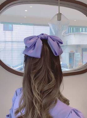 紫色发卡日系香芋紫色大蝴蝶结发夹后脑勺网红头饰顶夹发卡少女弹