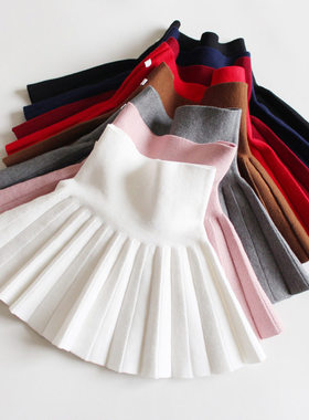 女童裙子春秋半身裙儿童短裙秋冬新款百褶裙女孩冬裙黑色半裙童装