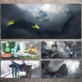 鼠标垫神奇宝贝超大号口袋妖怪学习桌垫皮卡丘键盘垫宝可梦裂空座