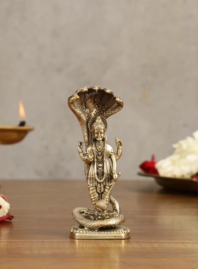 印度Vishnu Sheshanaga铜毗湿奴与舍沙那嘎站立像 - 4 英寸高雕像