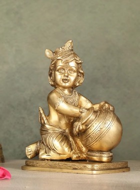 印度国际直邮Makhan Chor神圣主克里希纳偶像7英寸