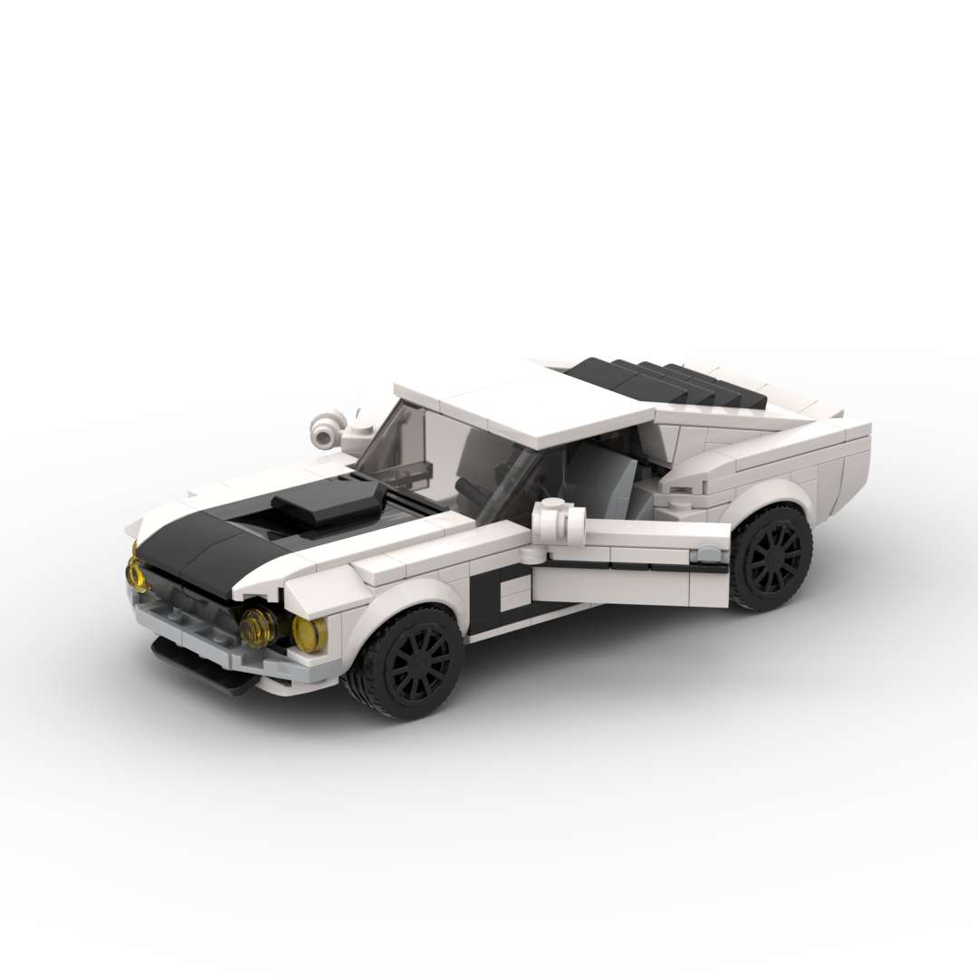 国产小颗粒积木福特野马Boss302赛车speed8格创意模型儿童玩具DIY