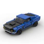 国产小颗粒积木福特野马Boss302赛车speed8格创意模型儿童玩具DIY