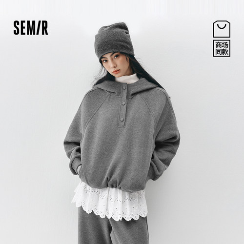 森马运动抓绒卫衣屁帘卫裤套装女