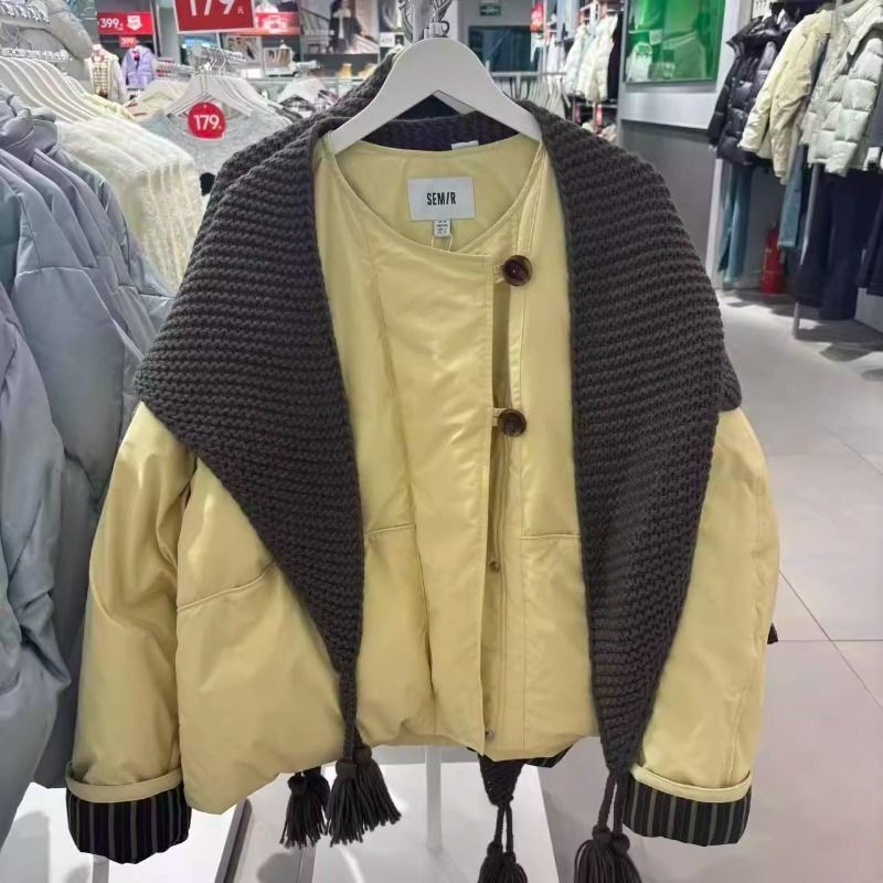 森马90绒子oversize围巾羽绒服女