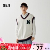 撞色针织马甲宽松套头毛衣 新款 商场同款 马利森马背心男2023秋季