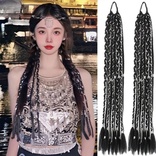 马尾假发辫子女民族风麻花长辫仿真发西域公主辣妹拳击银线脏辫