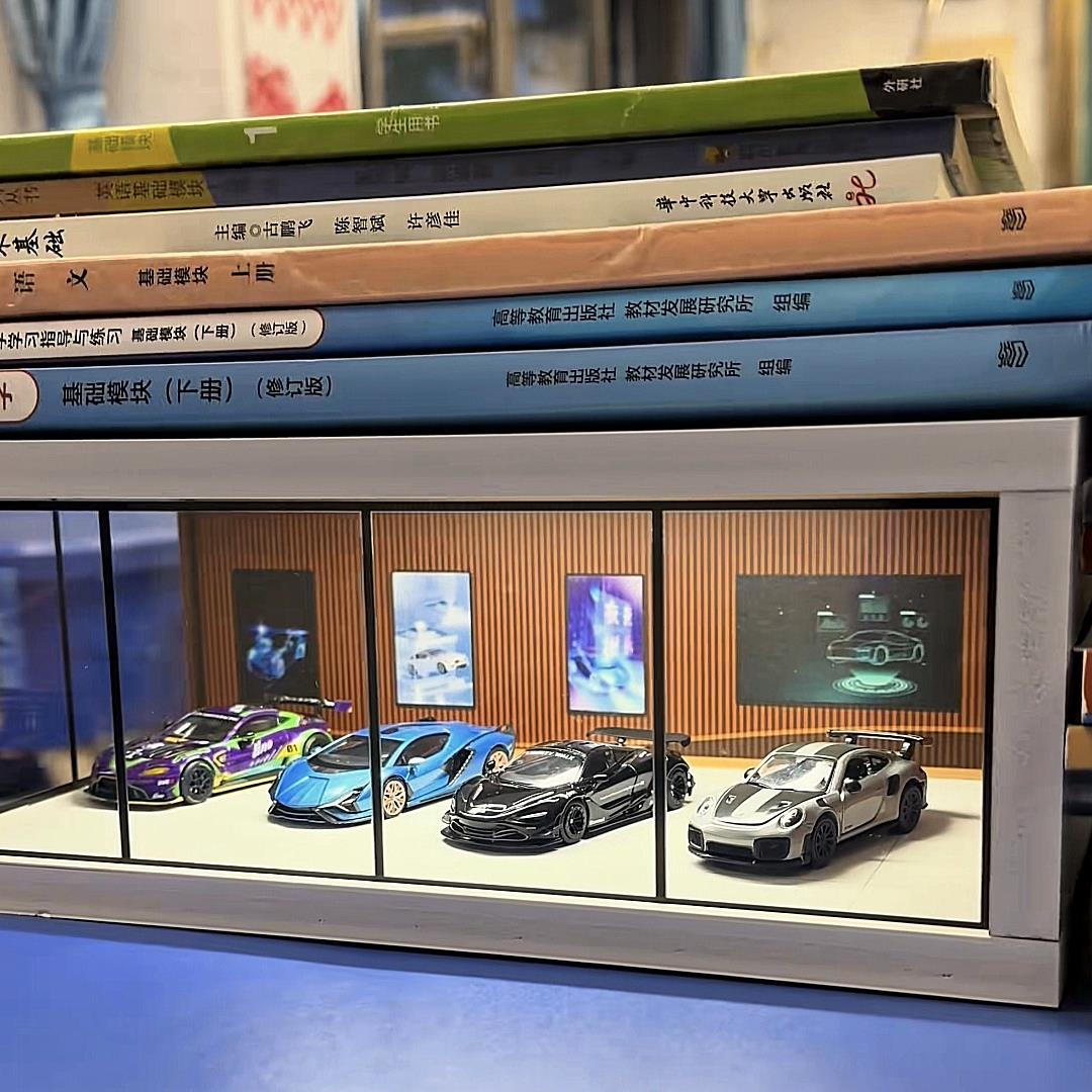 minigt车库展示盒摆件桌面车模型收纳盒小比例车模1:64车库停车场