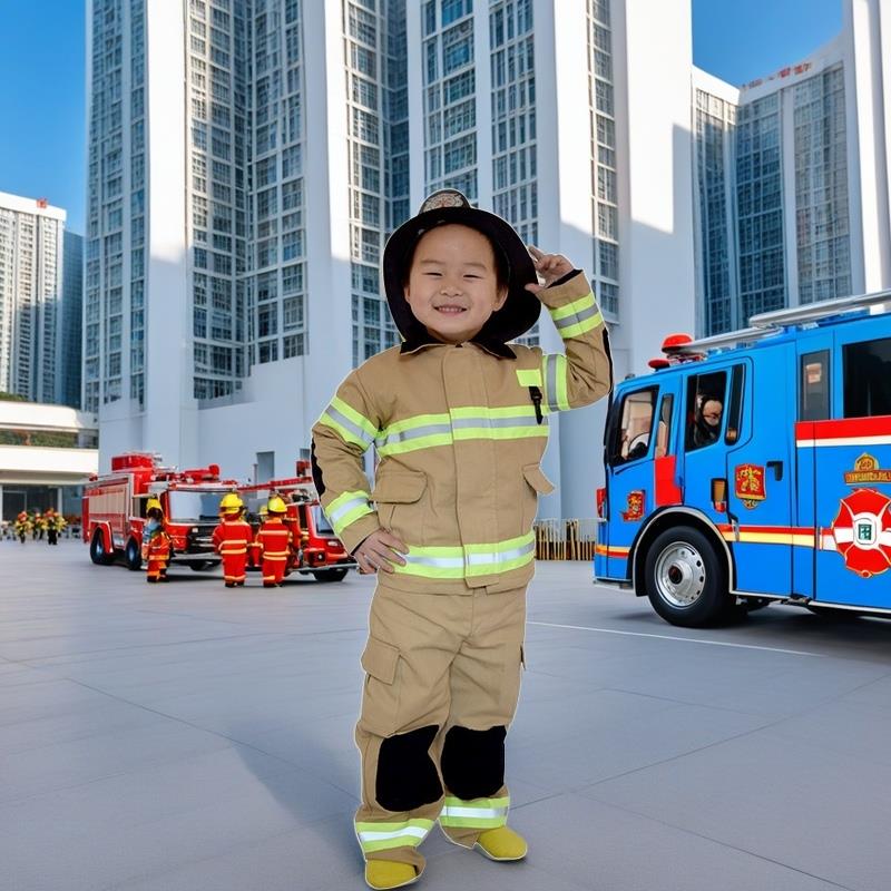 儿童消防服孩子舞台香港服装cosplay小小消防员角色演习扮演衣服.