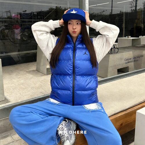 Nike男女潮流AJ保暖羽绒马甲宝蓝