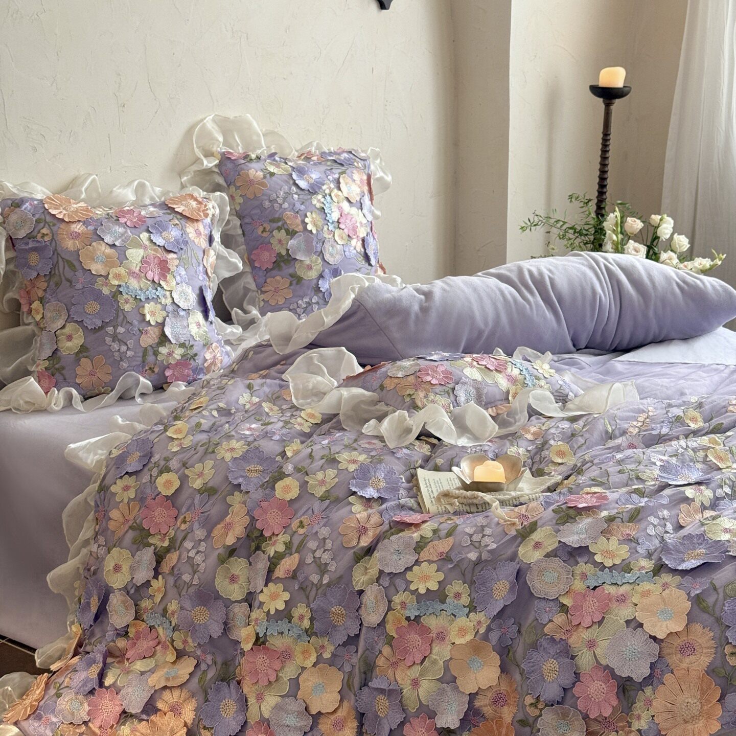 高档工艺款冬季加绒加厚保暖牛奶绒四件套双面绒公主风床单被套2m