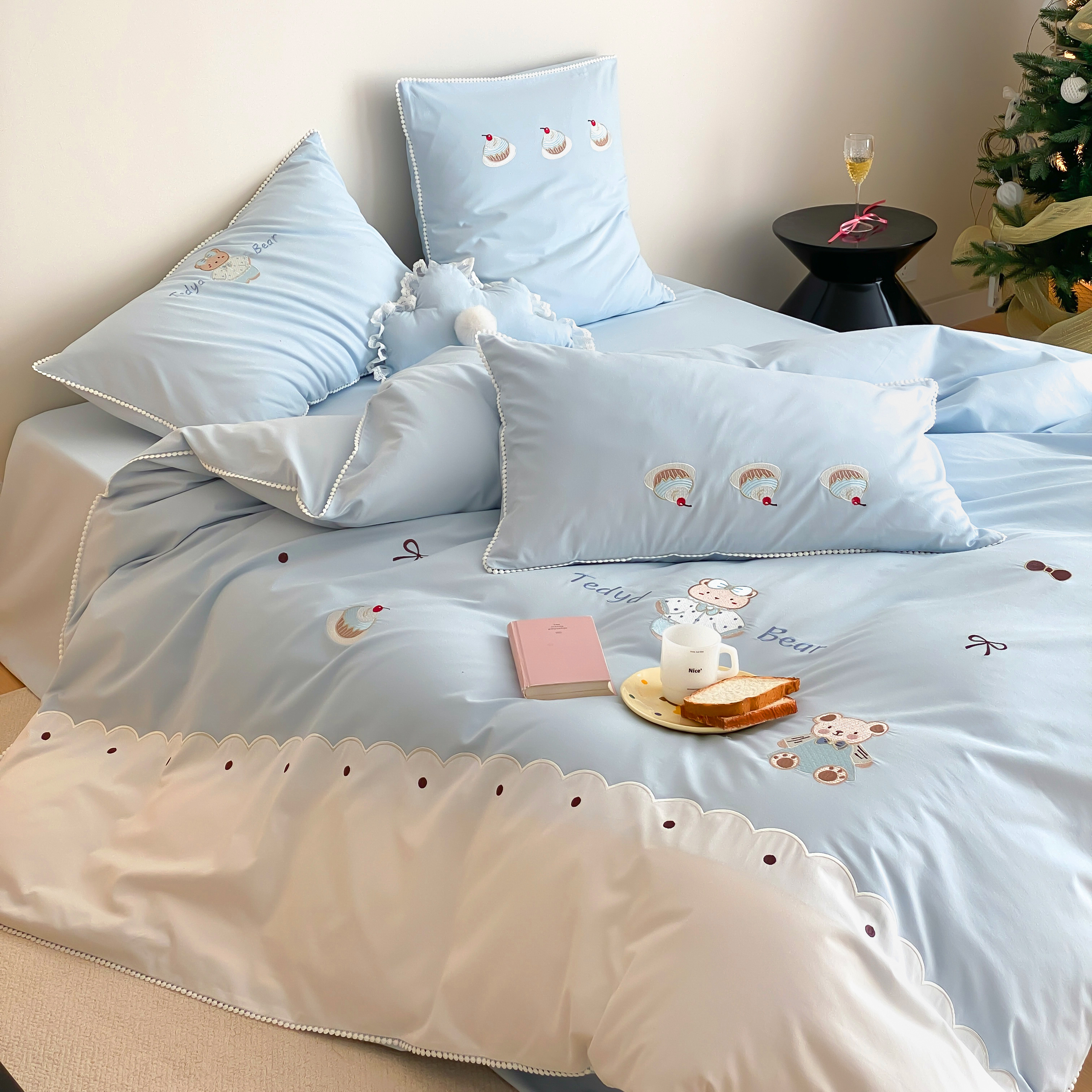 秋冬加厚保暖纯棉卡通可爱全棉磨毛贴布绣花四件套儿童柔软三件套