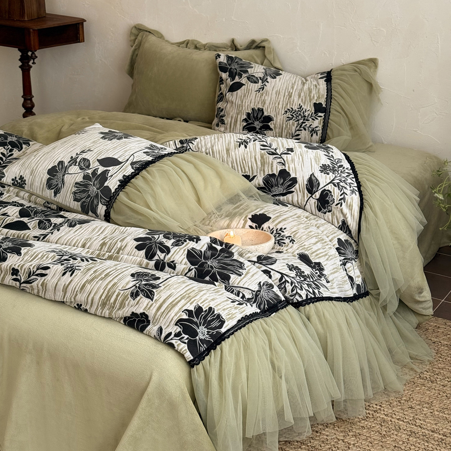 轻奢风秋冬牛奶绒四件套防静电保暖双面绒法兰绒珊瑚绒床单被套2m