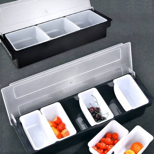 塑料多格水果盒保鲜调味盒酒吧吧台专用分格果盒食品级保鲜盒