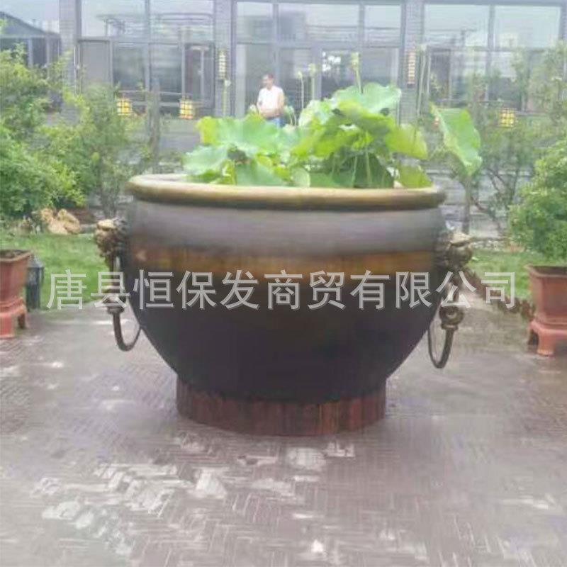 家图纯铜雕大缸铸铁003户厂外墅庭来院门口铜荷花缸别铜养鱼缸摆
