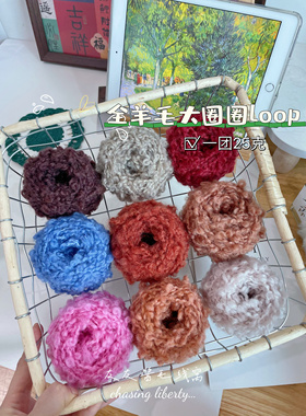 进口全羊毛线LOOP羊驼毛圈圈线毛衣围巾玩偶头发戳戳乐毛线25克
