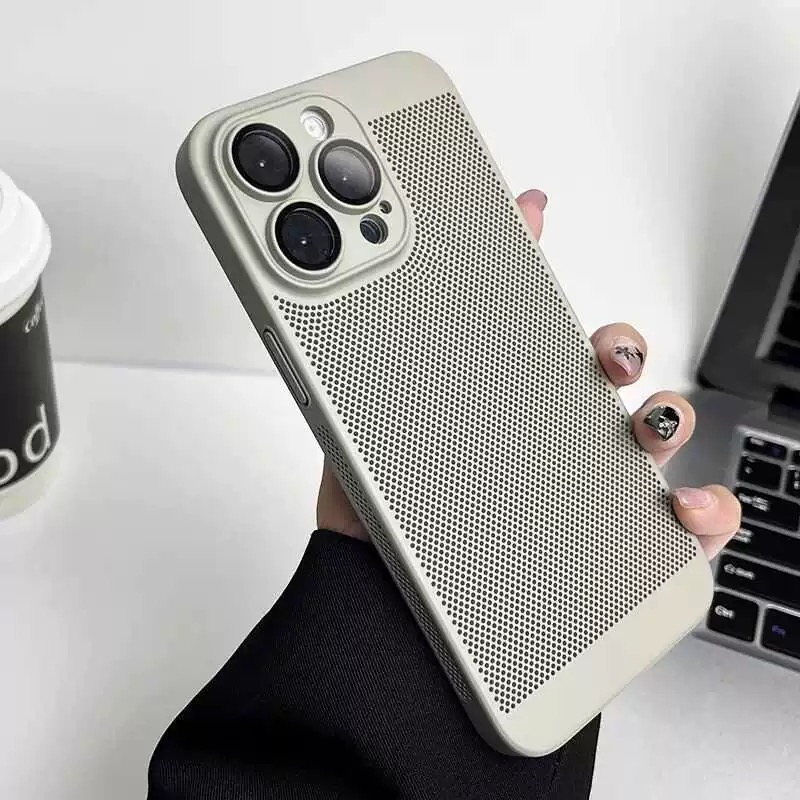 KEWU蜂窝散热手机壳适用苹果16夏天新款pro透气iPhone15夏季超薄磨砂13防摔14自带镜头膜男女12max保护套高级