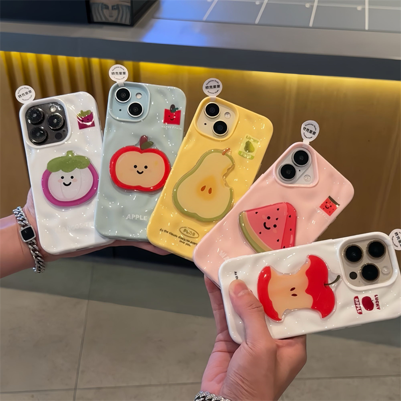 KEWU苹果核形适用苹果16promax手机壳新款贴件iphone16立体褶皱16pro高级感15全包pm防摔14透明13/12情侣爆款