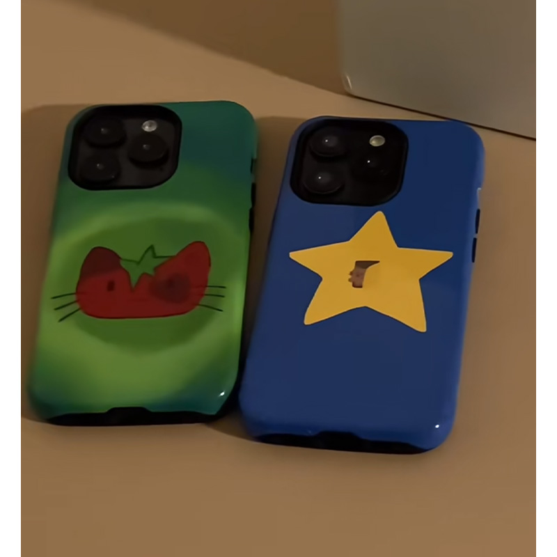 KEWU星星小熊适用iPhone16promax手机壳设计感小众2025新款15磁吸13不撞款12艺术11苹果14plus华为p70pro小米