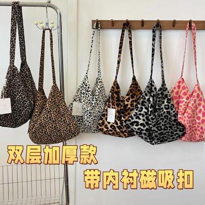 韩国碎花单肩帆布包豹纹斜挎