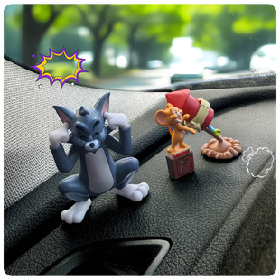 火箭汤姆和杰瑞|汽车小摆件迷你可爱猫和老鼠公仔车载车内装饰品