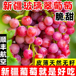 新疆玻璃脆葡萄玻璃翠新鲜水果当季整箱无核嘎嘣脆红提4斤顺丰甜