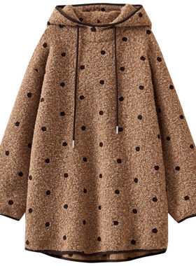 【年度大清仓】波点毛呢抽绳连帽卫衣SR330