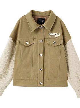 【玉米粉丝专享】翻领拼接加厚呢外套CN106