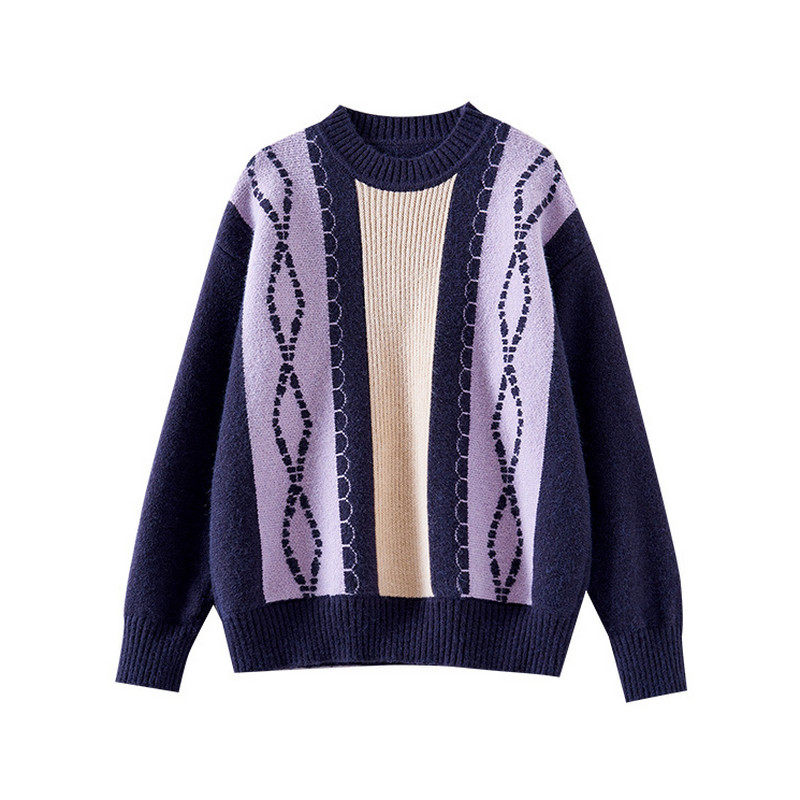 【玉米粉丝专享】宽松拼接撞色麻花毛衣SQ161,女装/女士精品,毛衣,淘宝优惠券,粉丝福利购,淘宝优惠卷