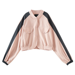 V领撞色时尚 休闲长袖 拼接外套CP657 书婷专享