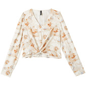 气质V领花卉印花减龄上衣SN696 书婷专享